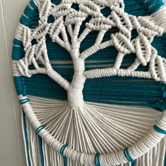 Macrame Living Tree Turquoise and off White - Picture 5 of 7